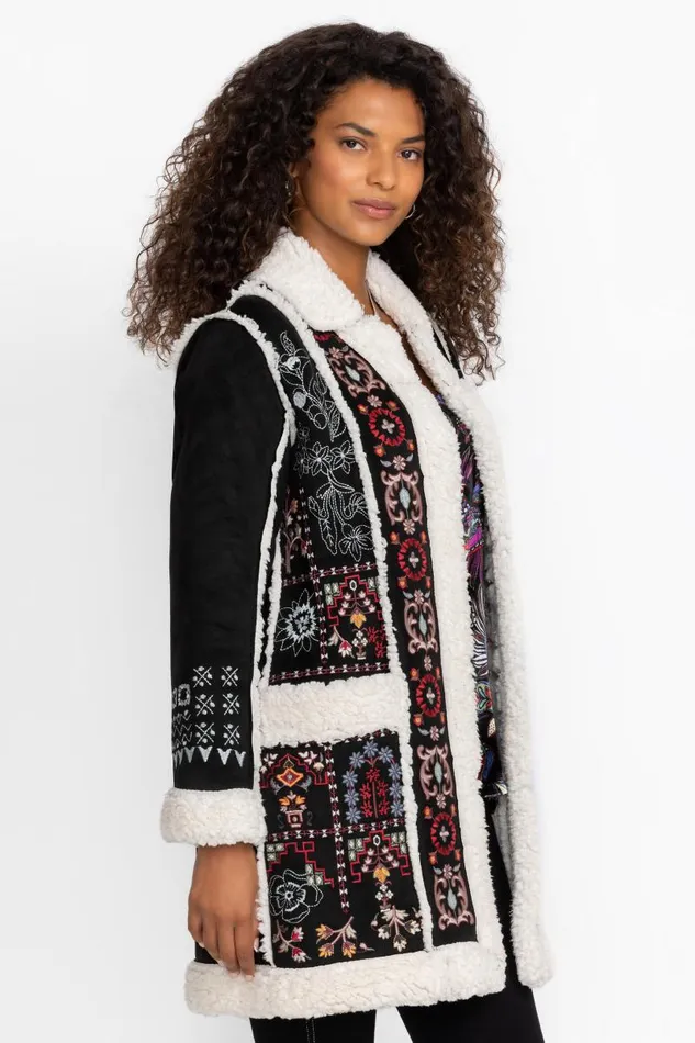 Women Outerwear Johnny Was LORI SUEDE SHERPA JACKET Black Women Outerwear Johnny Was LORI SUEDE SHERPA JACKET Black