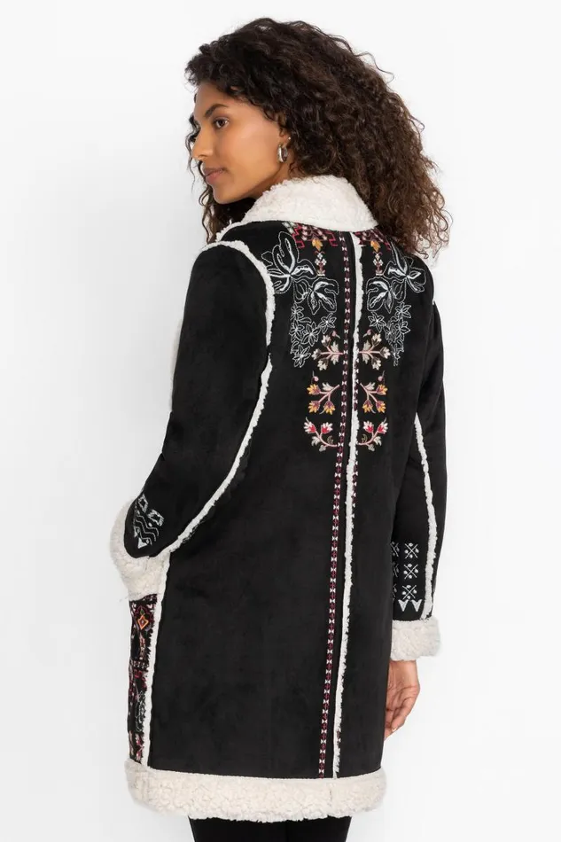 Women Outerwear Johnny Was LORI SUEDE SHERPA JACKET Black Women Outerwear Johnny Was LORI SUEDE SHERPA JACKET Black