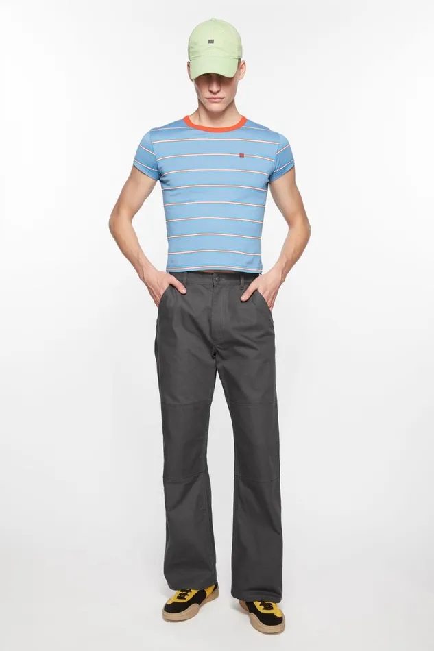 Women Patch Canvas Trousers Dark Grey Acne Studios Trousers