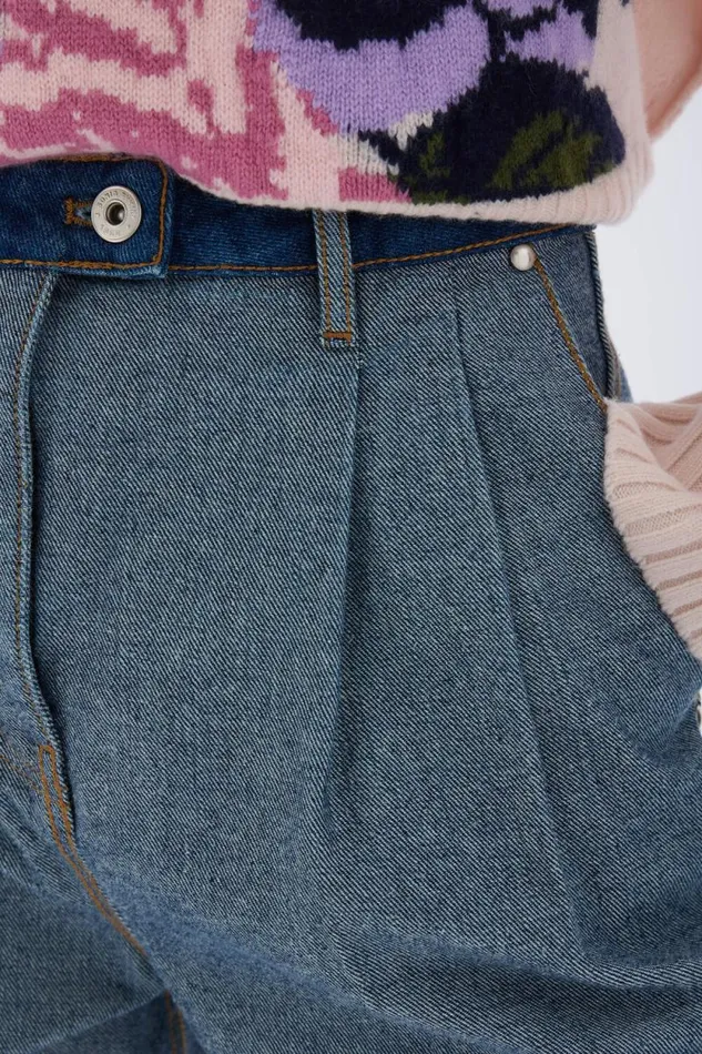 Women Pleated Jeans Raw Blue Sonia Rykiel Trousers And Denim