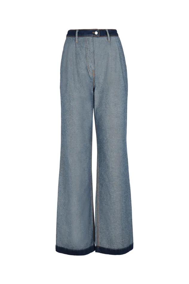 Women Pleated Jeans Raw Blue Sonia Rykiel Trousers And Denim