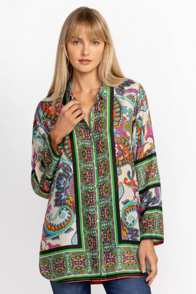 Women Plus Size Johnny Was DELIA TUNIC Cachemir Scarf Print