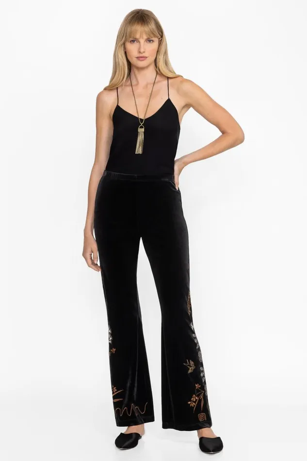Women Plus Size Johnny Was STRETCH VELVET BABY BOOT LEGGING Black