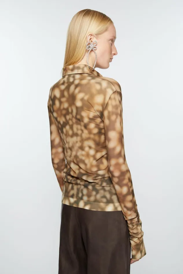 Women Print Shirt Dark Brown Acne Studios Shirts and Blouses