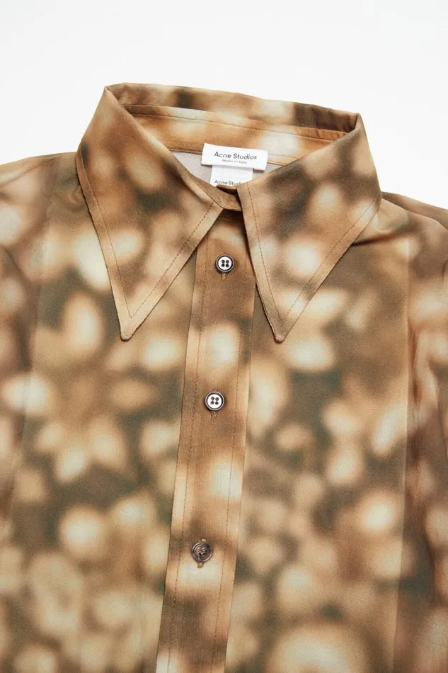 Women Print Shirt Dark Brown Acne Studios Shirts and Blouses