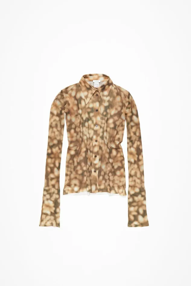 Women Print Shirt Dark Brown Acne Studios Shirts and Blouses
