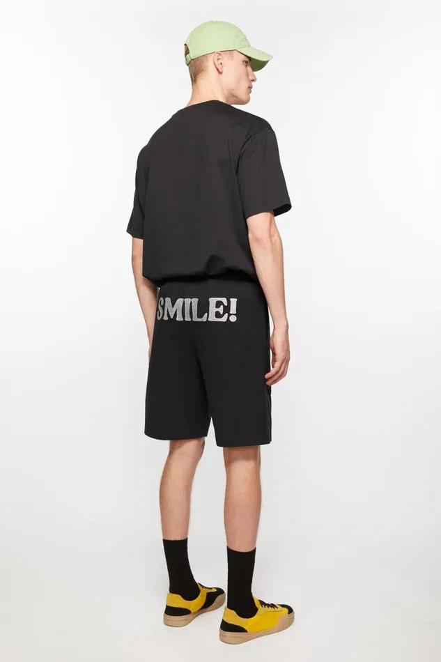 Women Printed Sweat Shorts Black Acne Studios Shorts