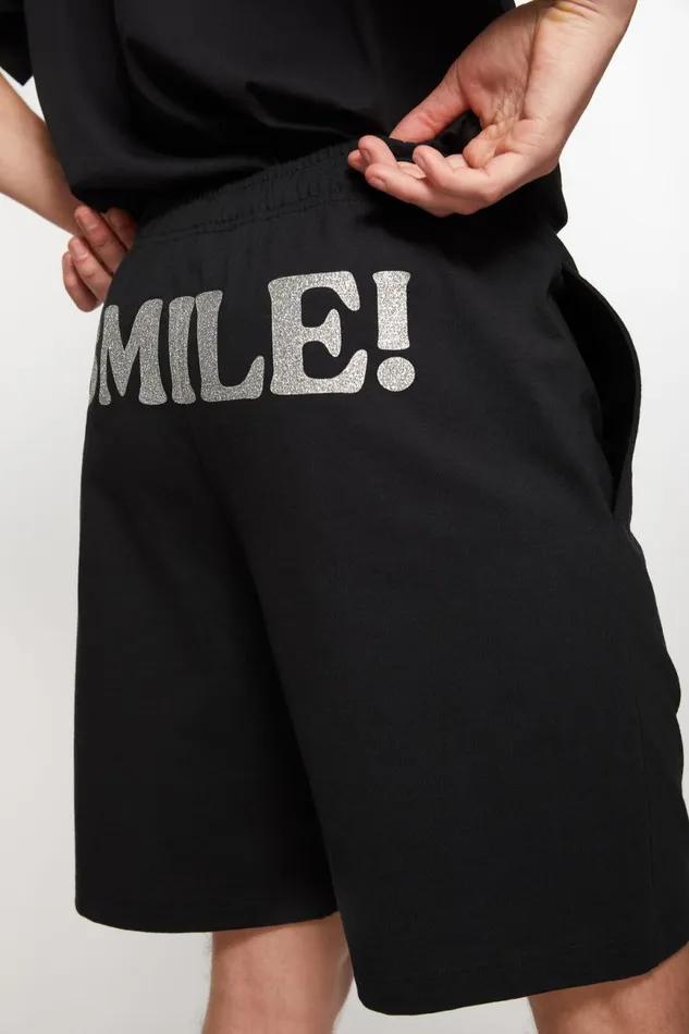 Women Printed Sweat Shorts Black Acne Studios Shorts