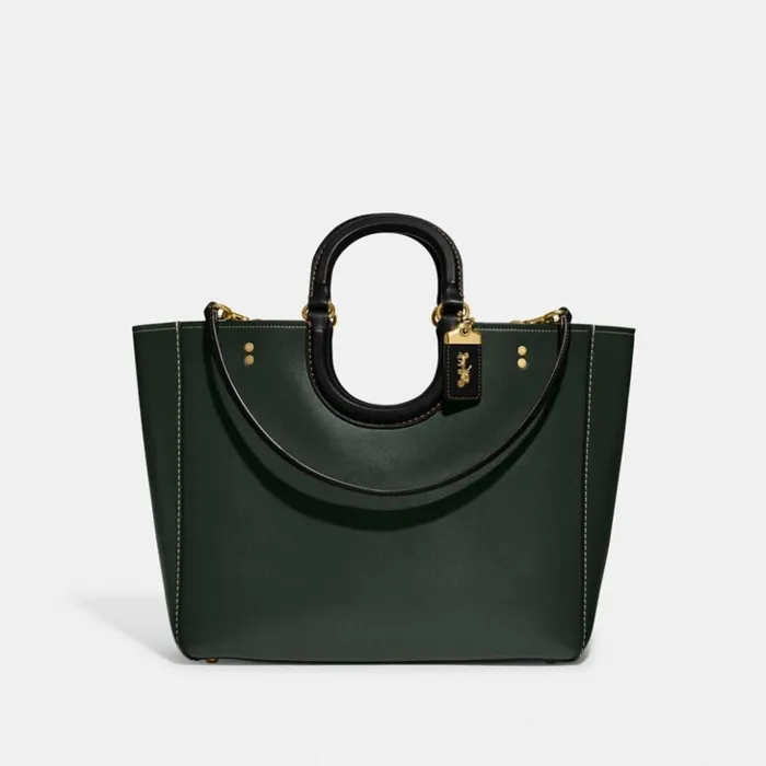 Women Rae Tote In Colorblock Brassamazon Green Multi Coach Totes and Carryalls