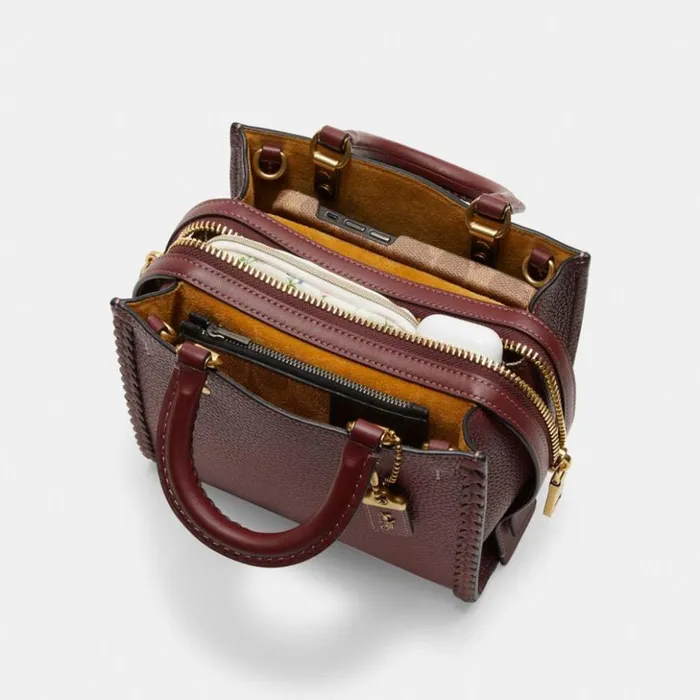 Women Rogue 20 With Braid Brasswine Coach Satchels and Top Handles