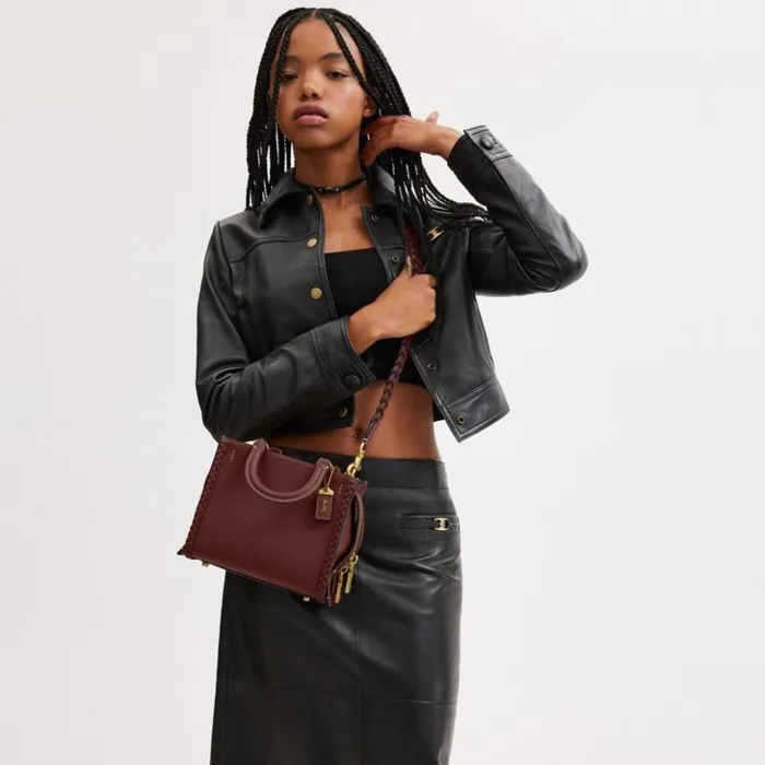 Women Rogue 20 With Braid Brasswine Coach Satchels and Top Handles