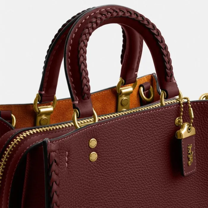 Women Rogue 20 With Braid Brasswine Coach Satchels and Top Handles