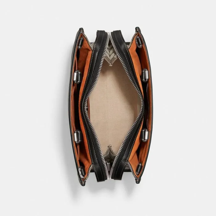 Women Rogue In Signature Textile Jacquard Silvercocoa Black Coach Satchels and Top Handles