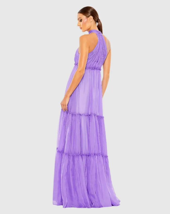 Women Ruched Tiered High Neck Bow A Line Gown Red Daytime Dresses Mac Duggal Women Ruched Tiered High Neck Bow A Line Gown Red Daytime Dresses Mac Duggal