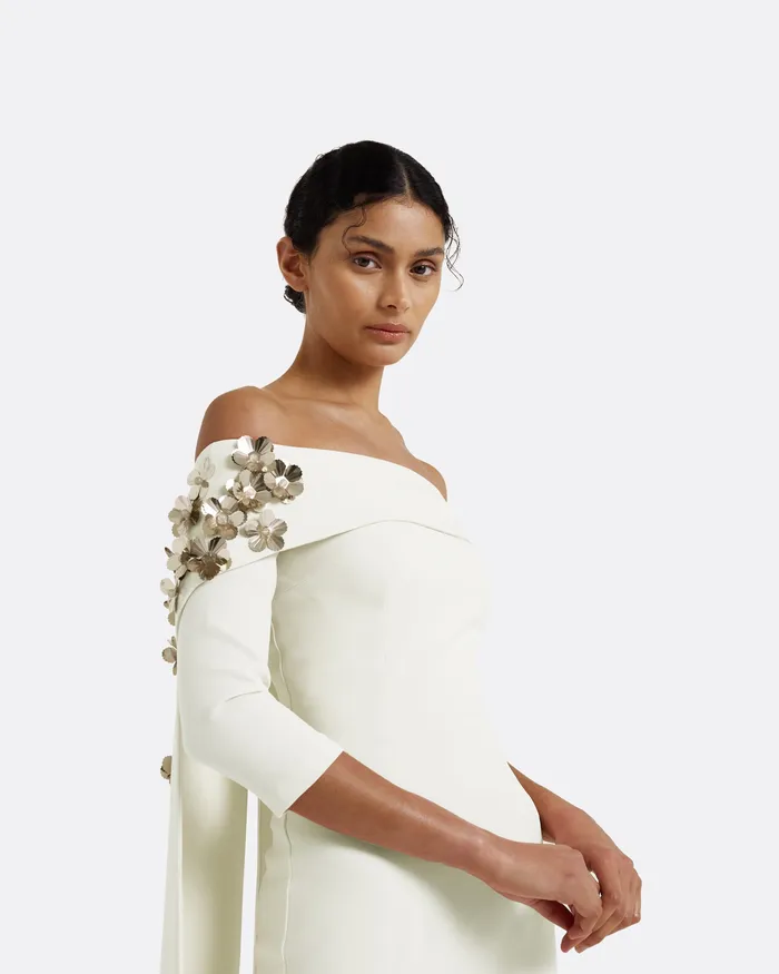 Women Safiyaa Bellara Embroidered Ivory Harness and Soshin Dress Ivory Dresses