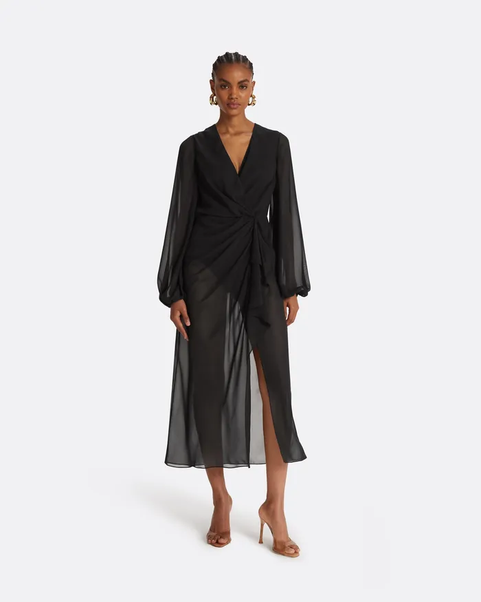 Women Safiyaa Prova Black Midi Dress Black Swimwear