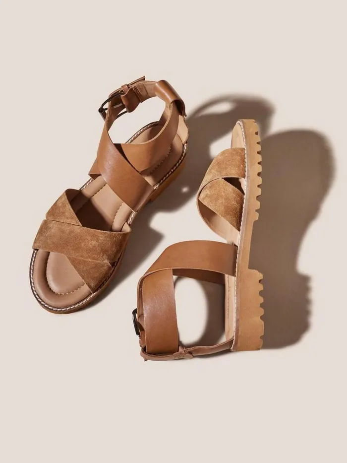 Women SANDALS White Stuff Chunky Leather Sandal Mid Tan