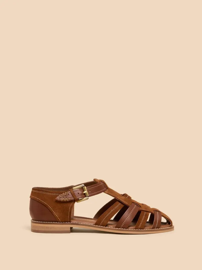 Women SANDALS White Stuff Floral Leather Fisherman Shoe Mid Tan Women SANDALS White Stuff Floral Leather Fisherman Shoe Mid Tan