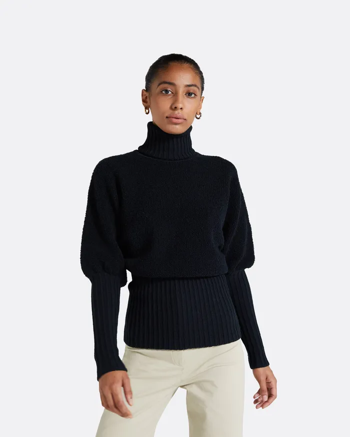 Women Sara Navy Knit Navy Knitwear Safiyaa