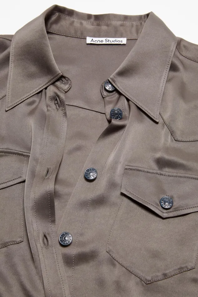 Women Satin Buttonup Shirt Cedar Green Acne Studios Shirts and Blouses