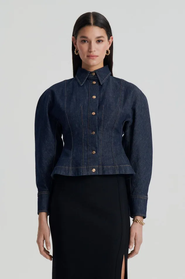 Women Scanlan Theodore Denim DENIM COCOON SLEEVE JACKET Indigo Women Scanlan Theodore Denim DENIM COCOON SLEEVE JACKET Indigo