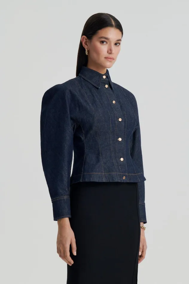 Women Scanlan Theodore Denim DENIM COCOON SLEEVE JACKET Indigo Women Scanlan Theodore Denim DENIM COCOON SLEEVE JACKET Indigo