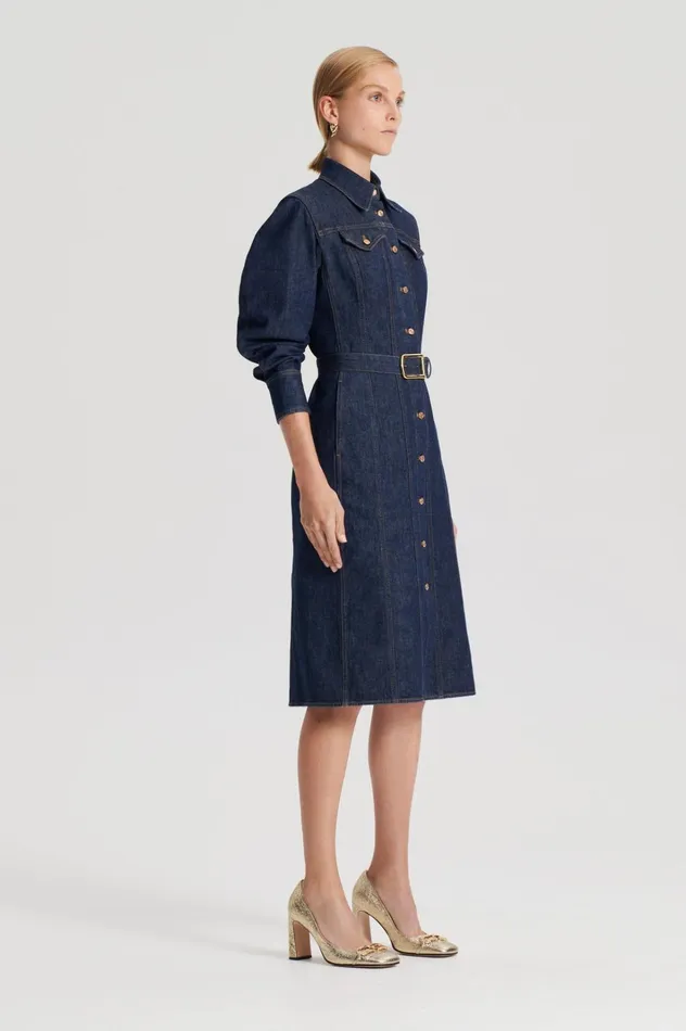 Women Scanlan Theodore Denim DENIM GOLD BUCKLE DRESS Indigob Women Scanlan Theodore Denim DENIM GOLD BUCKLE DRESS Indigob