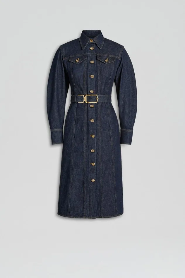 Women Scanlan Theodore Denim DENIM GOLD BUCKLE DRESS Indigob Women Scanlan Theodore Denim DENIM GOLD BUCKLE DRESS Indigob