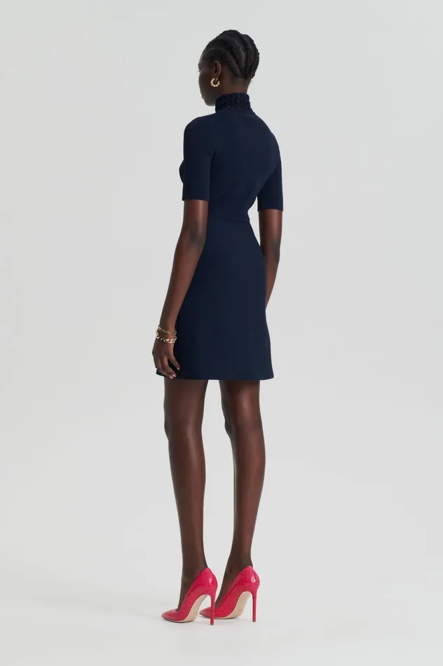 Women Scanlan Theodore Dresses CREPE KNIT DAISY MINI DRESS Navy Women Scanlan Theodore Dresses CREPE KNIT DAISY MINI DRESS Navy