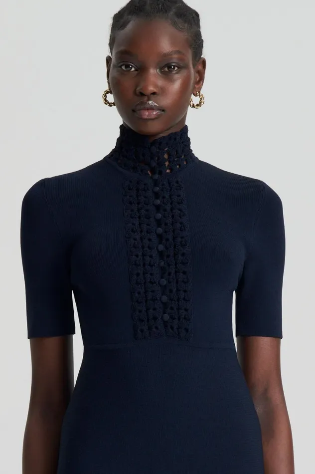Women Scanlan Theodore Dresses CREPE KNIT DAISY MINI DRESS Navy Women Scanlan Theodore Dresses CREPE KNIT DAISY MINI DRESS Navy