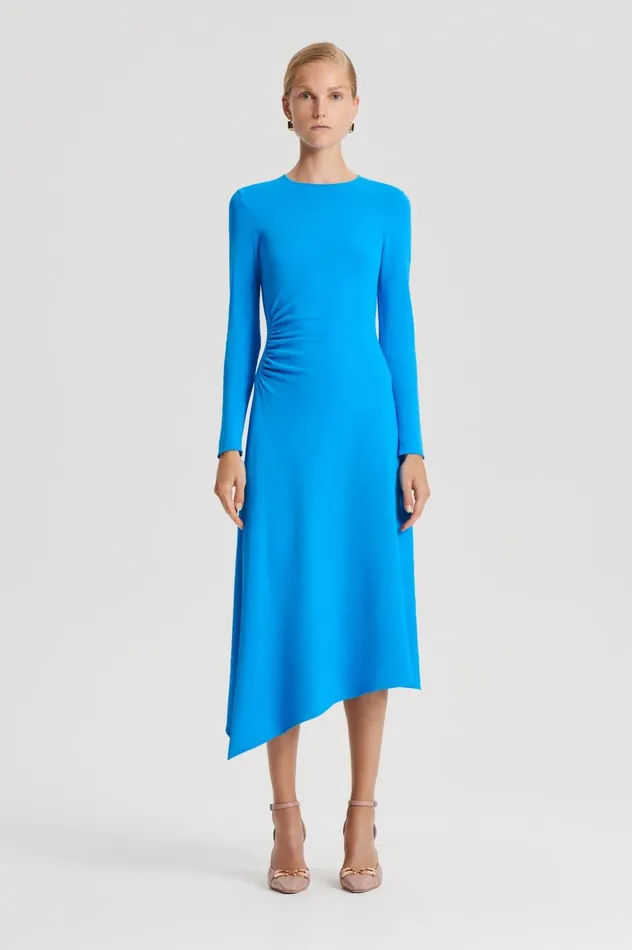 Women Scanlan Theodore Dresses CREPE KNIT DRAPE GATHER DRESS Sapphire Women Scanlan Theodore Dresses CREPE KNIT DRAPE GATHER DRESS Sapphire