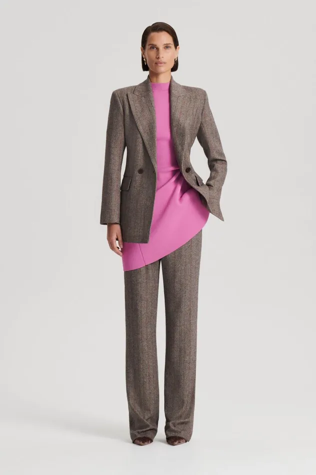 Women Scanlan Theodore Dresses CREPE KNIT PEPLUM DRESS Peony