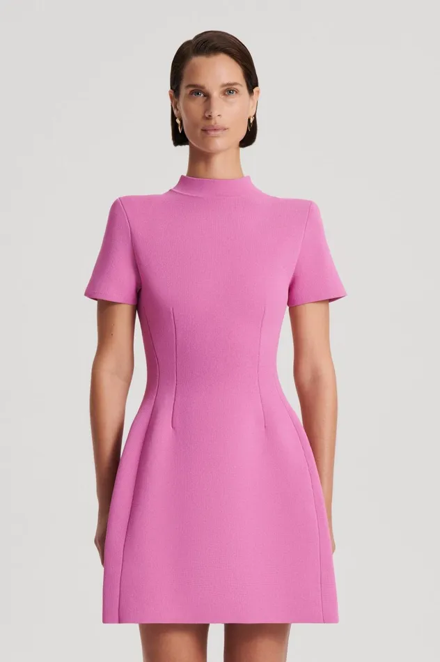 Women Scanlan Theodore Dresses CREPE KNIT PEPLUM DRESS Peony Women Scanlan Theodore Dresses CREPE KNIT PEPLUM DRESS Peony