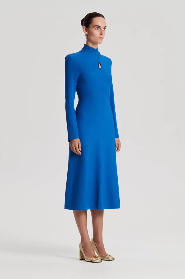 Women Scanlan Theodore Dresses CREPE KNIT TURBAN TWIST DRESS Prussianblue Women Scanlan Theodore Dresses CREPE KNIT TURBAN TWIST DRESS Prussianblue
