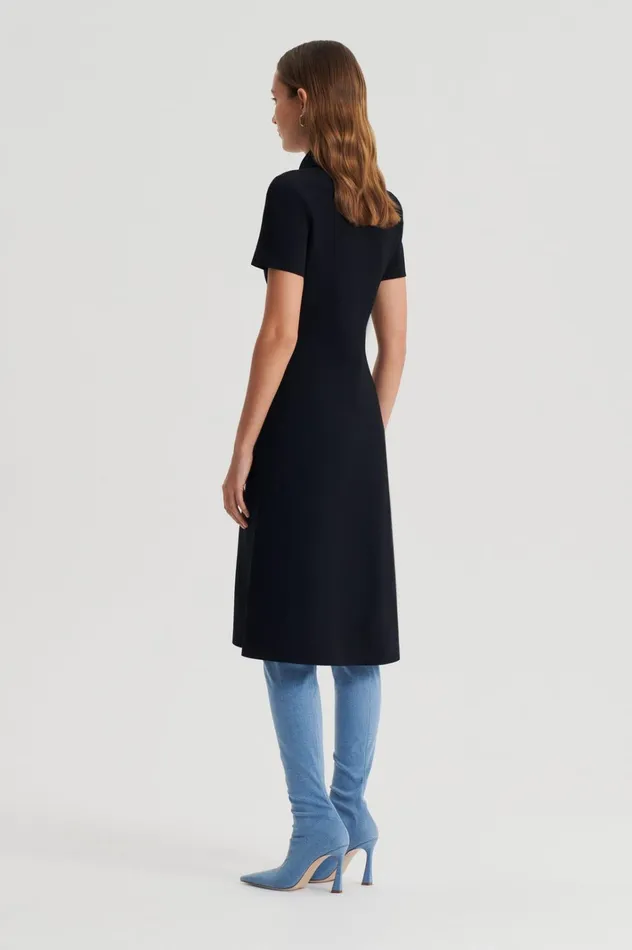Women Scanlan Theodore Dresses CREPE KNIT ZIP DRESS Black