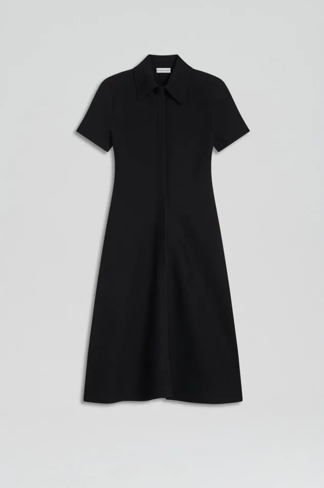 Women Scanlan Theodore Dresses CREPE KNIT ZIP DRESS Black
