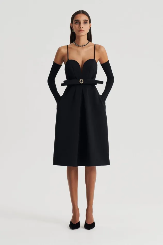 Women Scanlan Theodore Dresses DIAMANTE TRIM DRESS Black