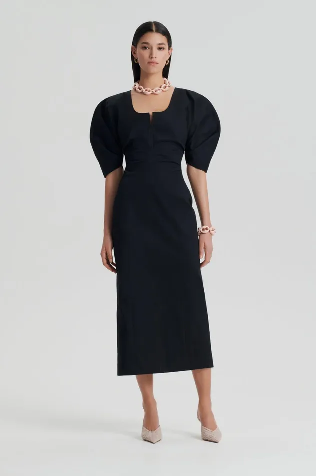 Women Scanlan Theodore Dresses SATEEN COTTON TAILORED DRESS Black