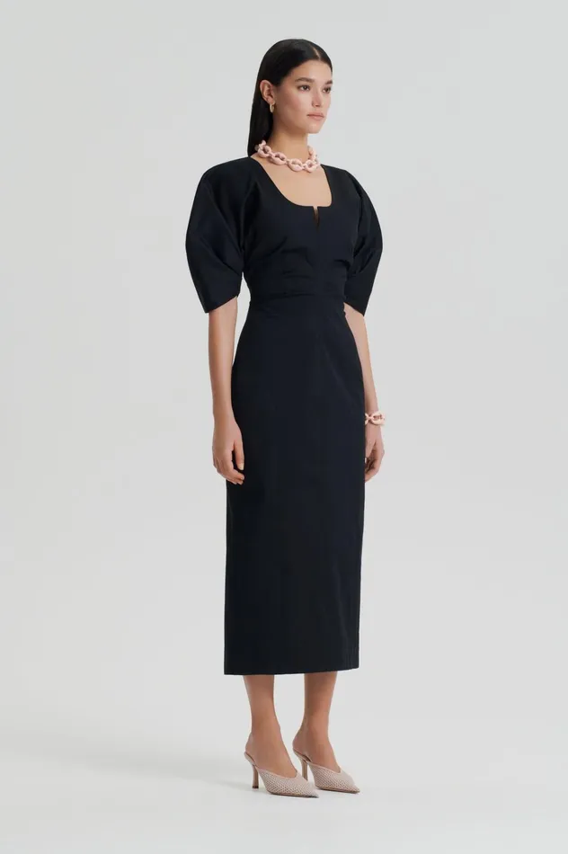Women Scanlan Theodore Dresses SATEEN COTTON TAILORED DRESS Black