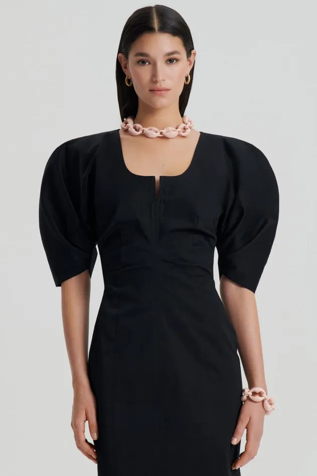 Women Scanlan Theodore Dresses SATEEN COTTON TAILORED DRESS Black