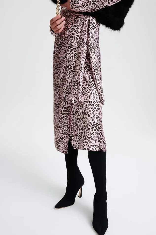 Women Scanlan Theodore Dresses SILK FLORAL WRAP DRESS Pinkblack