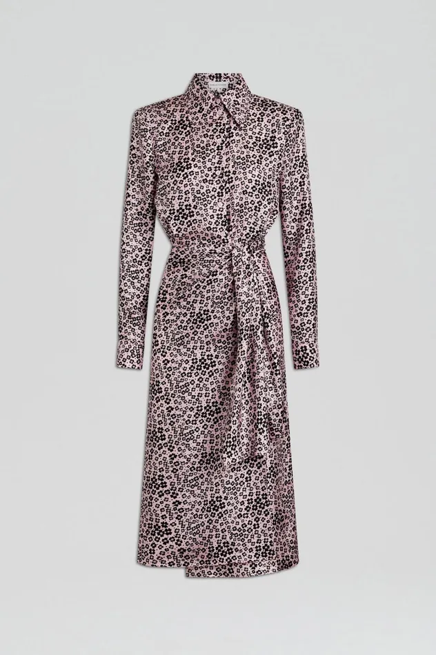 Women Scanlan Theodore Dresses SILK FLORAL WRAP DRESS Pinkblack