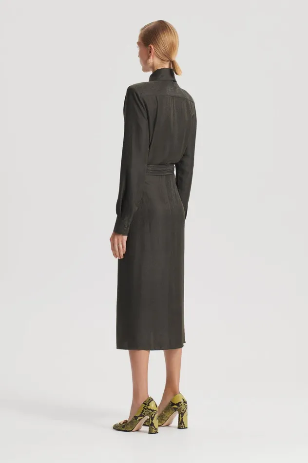 Women Scanlan Theodore Dresses SILK JAQUARD WRAP DRESS Jungle