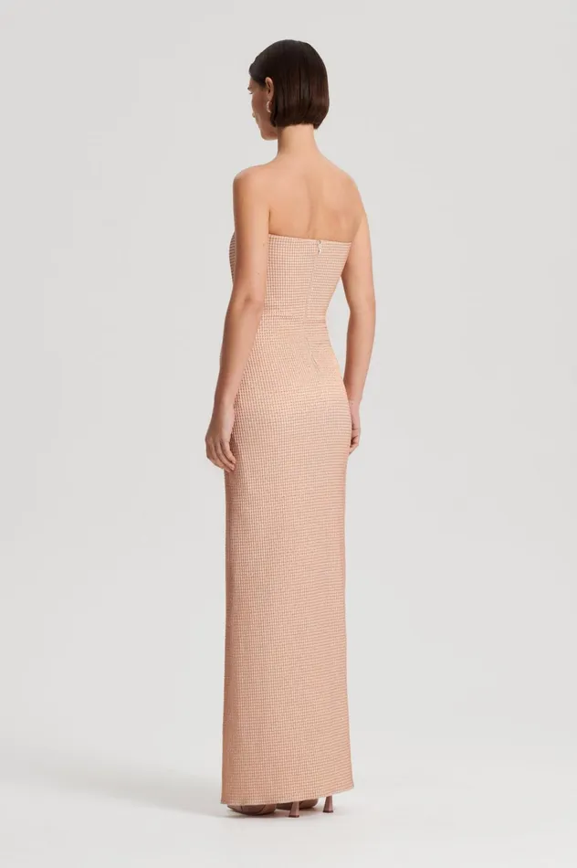 Women Scanlan Theodore Dresses TINSEL GINGHAM GOWN Rose Gold Women Scanlan Theodore Dresses TINSEL GINGHAM GOWN Rose Gold