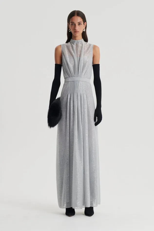 Women Scanlan Theodore Dresses TINSEL GOWN Silver