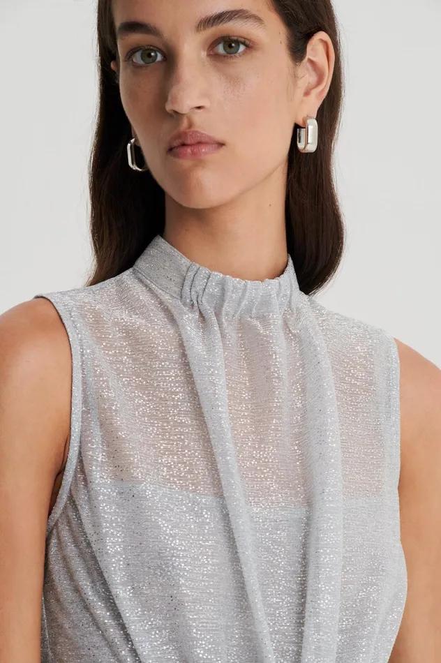 Women Scanlan Theodore Dresses TINSEL GOWN Silver Women Scanlan Theodore Dresses TINSEL GOWN Silver