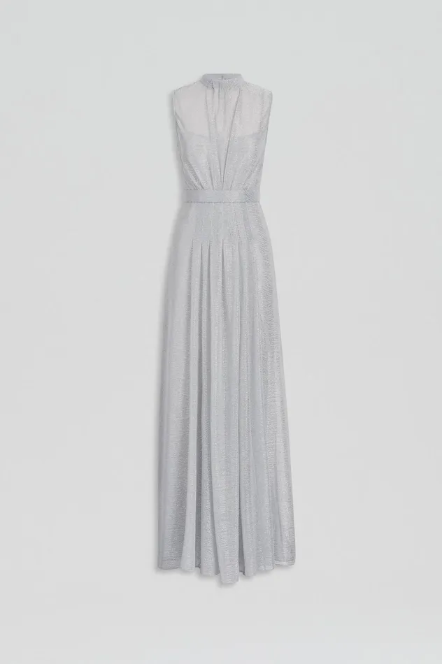 Women Scanlan Theodore Dresses TINSEL GOWN Silver Women Scanlan Theodore Dresses TINSEL GOWN Silver