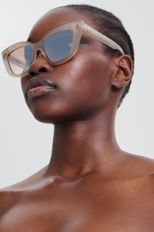 Women Scanlan Theodore Eyewear ST SOFT CAT EYE SUNGLASSES Crystalgrey