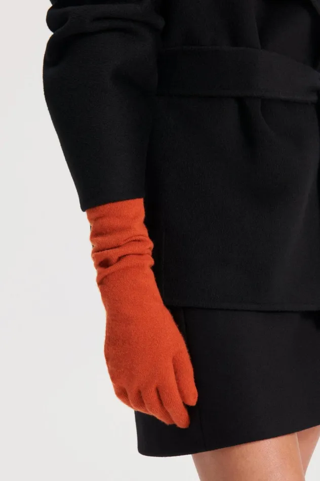 Women Scanlan Theodore Gloves CASHMERE GLOVES Burnt