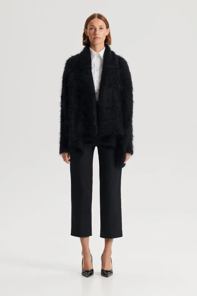 Women Scanlan Theodore Jackets BRUSHED MOHAIR CARDIGAN 3 Black Women Scanlan Theodore Jackets BRUSHED MOHAIR CARDIGAN 3 Black